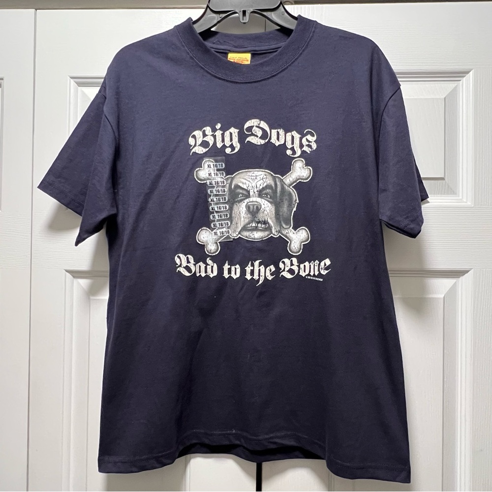 VTG 2003 Big Dogs Kids Bad To The Bone T Shirt Sz XL 16/18 NWT Blue St Bernard